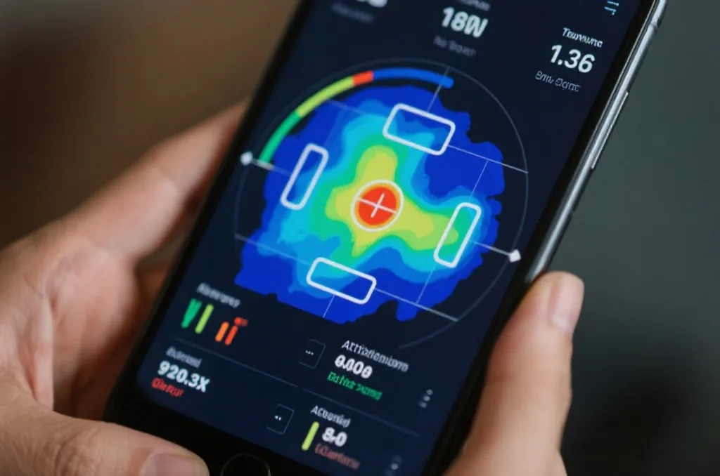 Dynamic tactical soccer heatmap showing attack intensity and statistical data on a mobile screen interface